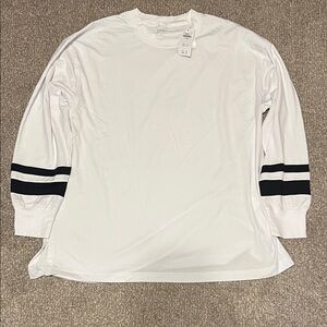 Abercrombie & Fitch White Long Sleeve with Black Arm Stripes